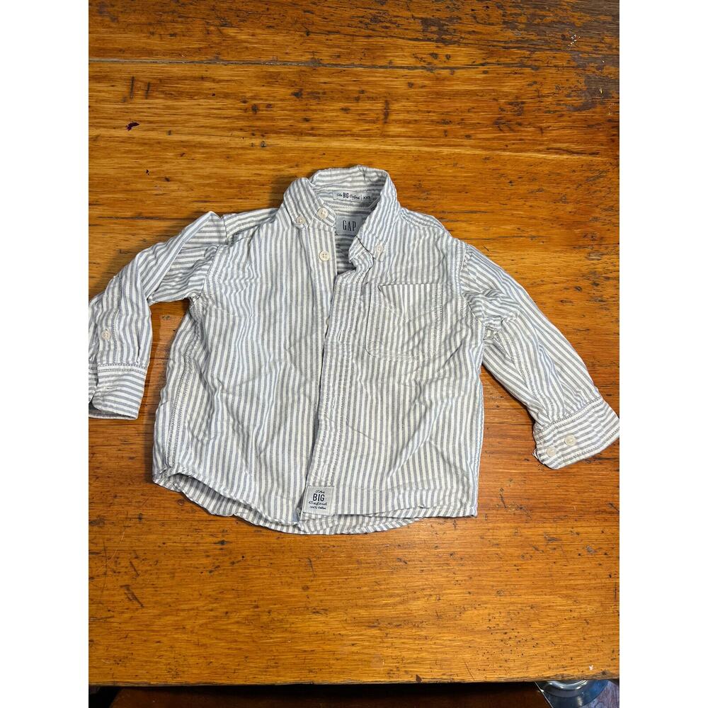 Gap Boys Big Oxford SZ XXS -3 Long sleeve blue and white Button Down Collar
